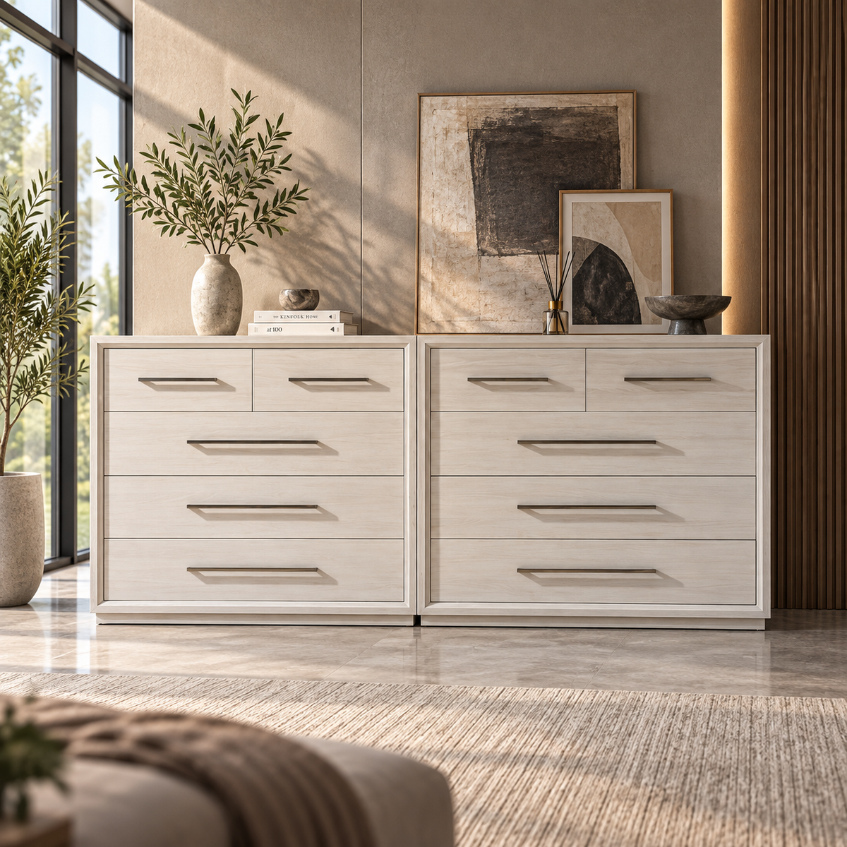 Modern Bedroom Chest of Drawers with Wide Storage, Recessed Handles and Sleek Design for Home, Living Room and Bedroom