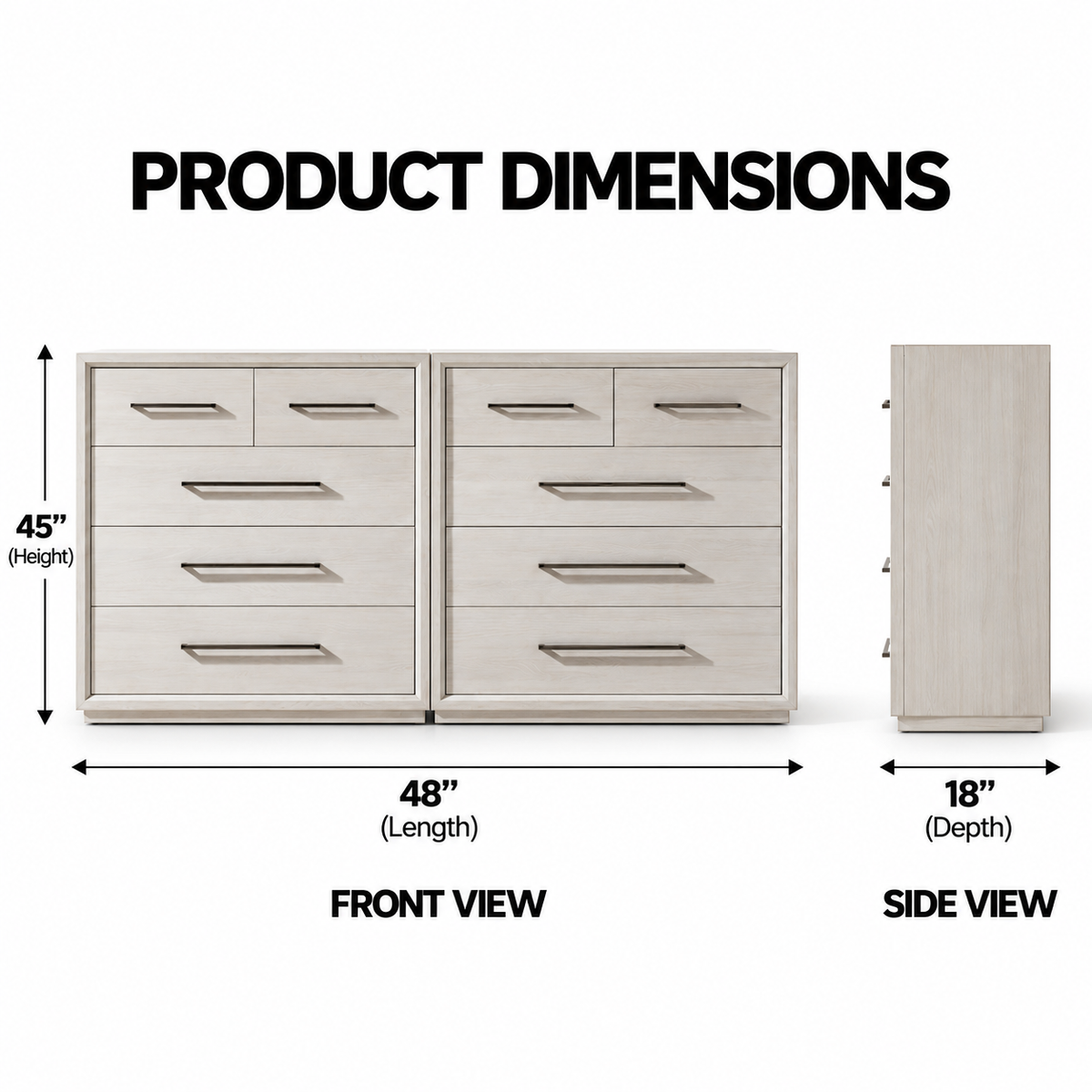 Modern Bedroom Chest of Drawers with Wide Storage, Recessed Handles and Sleek Design for Home, Living Room and Bedroom