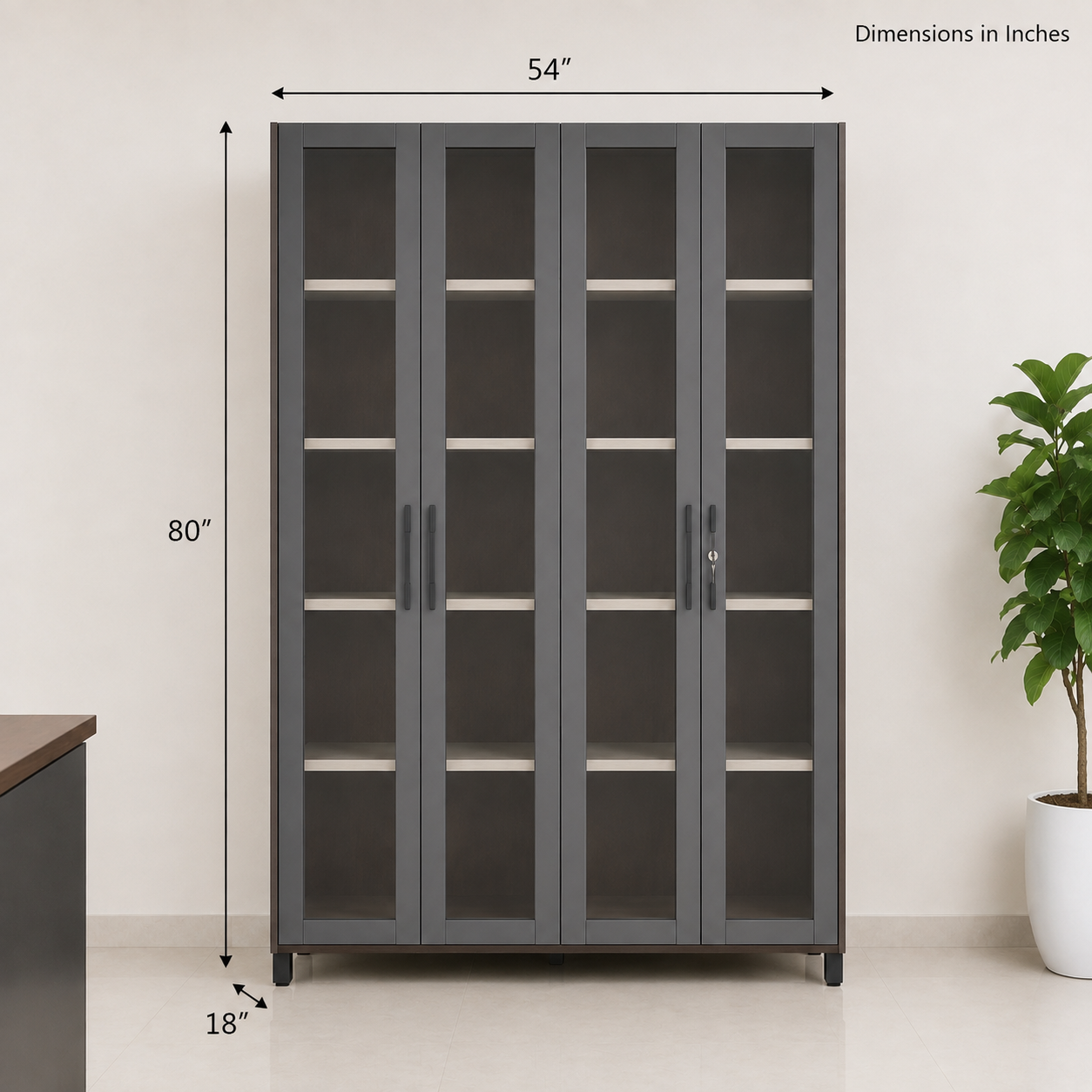 Office Cabinet with Premium File Storage and Modern Design Look, and High Durability with Glass Doors