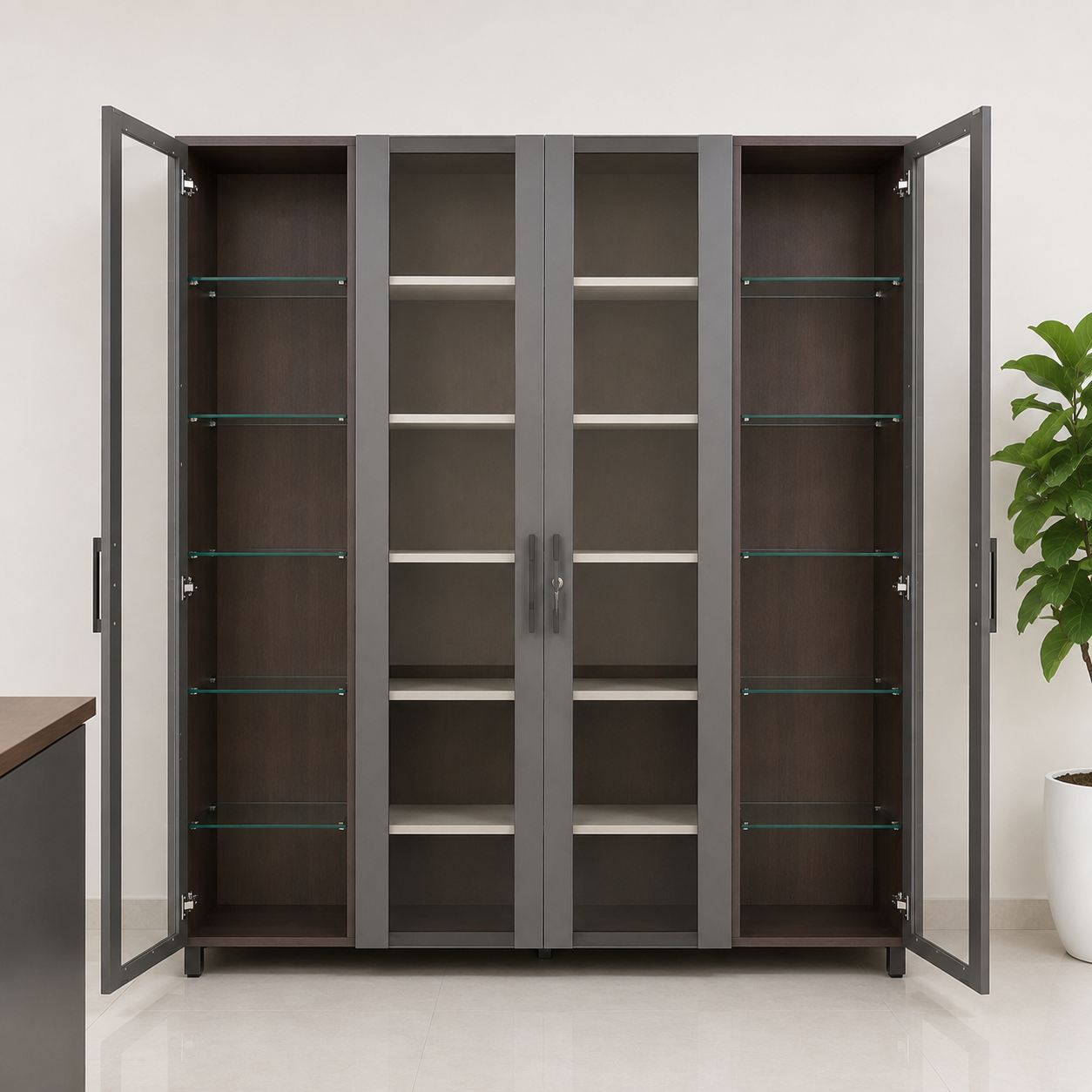 Office Cabinet with Premium File Storage and Modern Design Look, and High Durability with Glass Doors