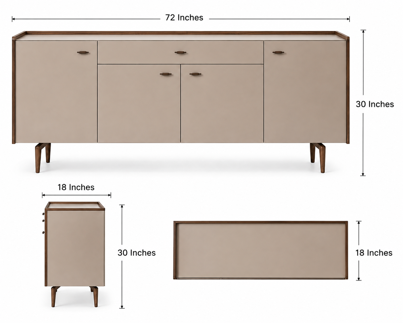 Modern Wooden Storage Cabinet with Multipurpose Compartments and Smooth-Finish Doors
