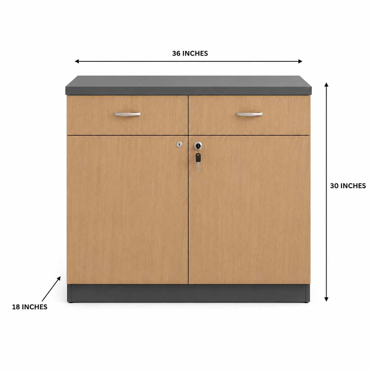 Wooden Office Storage Cabinet with Locking Doors, Spacious Shelving, Premium Sideboard Organizer for Home Office & Workspace