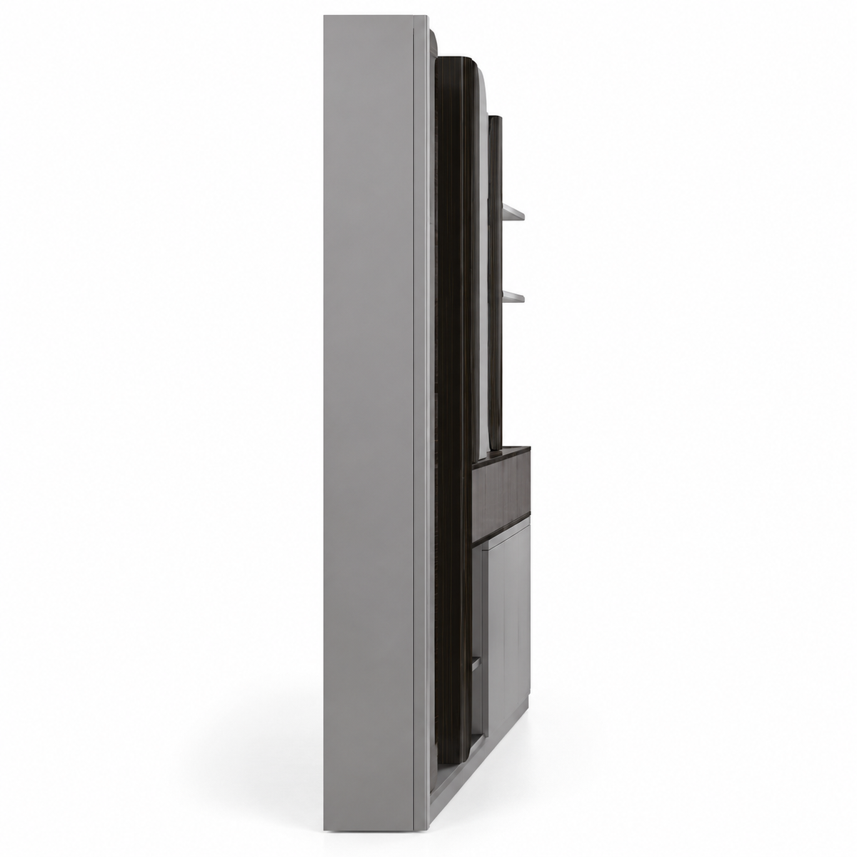 Modern Full Height Display & Storage Cabinet with Open Shelves, Closed Compartments and Integrated Lighting for Office & Home