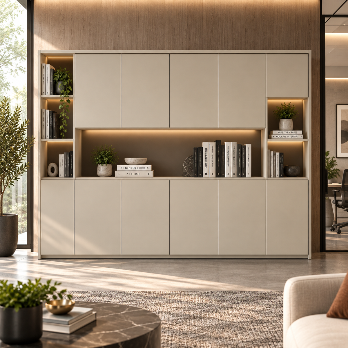 Office Storage Cabinet with Doors Open Shelves and Large Storage Space Modern File Cabinet for Books, Files, Documents