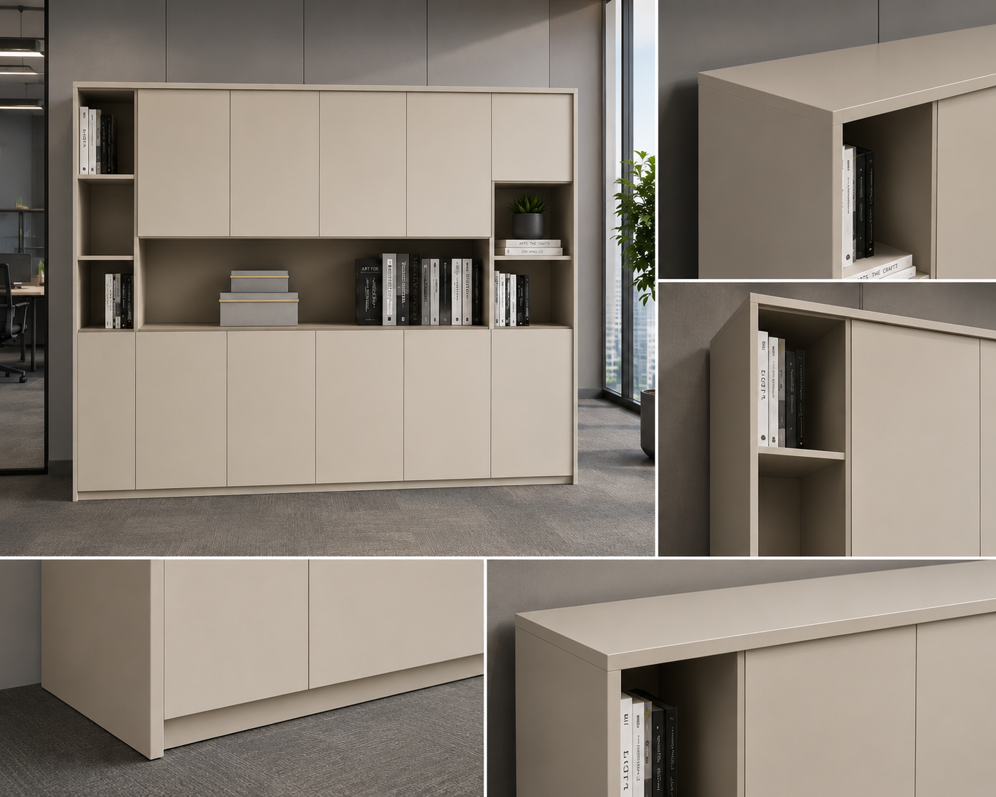Office Storage Cabinet with Doors, Open Shelves and Large Storage Space, Modern File Cabinet for Books, Files, Documents
