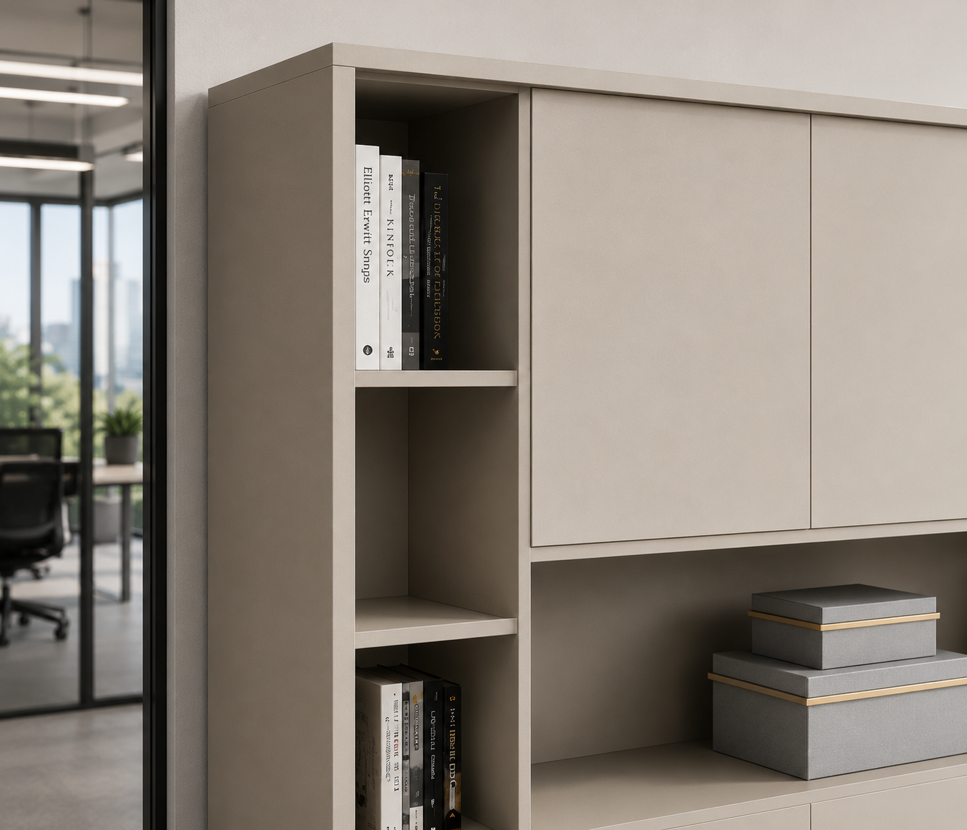 Office Storage Cabinet with Doors, Open Shelves and Large Storage Space, Modern File Cabinet for Books, Files, Documents