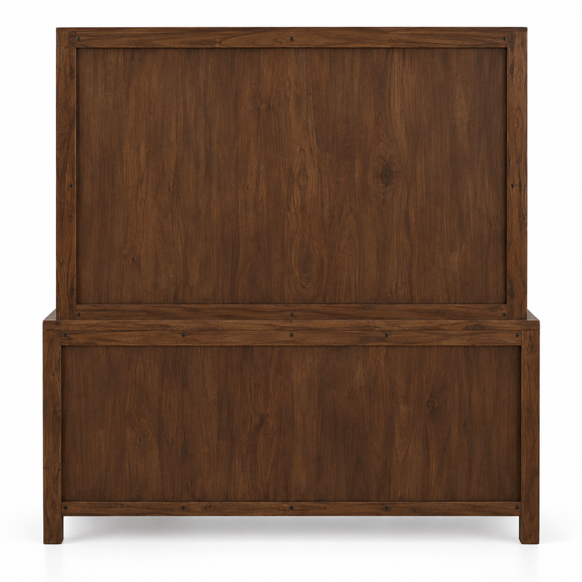 Solid Marandi Wood Crockery Cabinet with 4 Glass Doors, 3 Drawers, Closed Storage and Shelves for Dining & Living Room