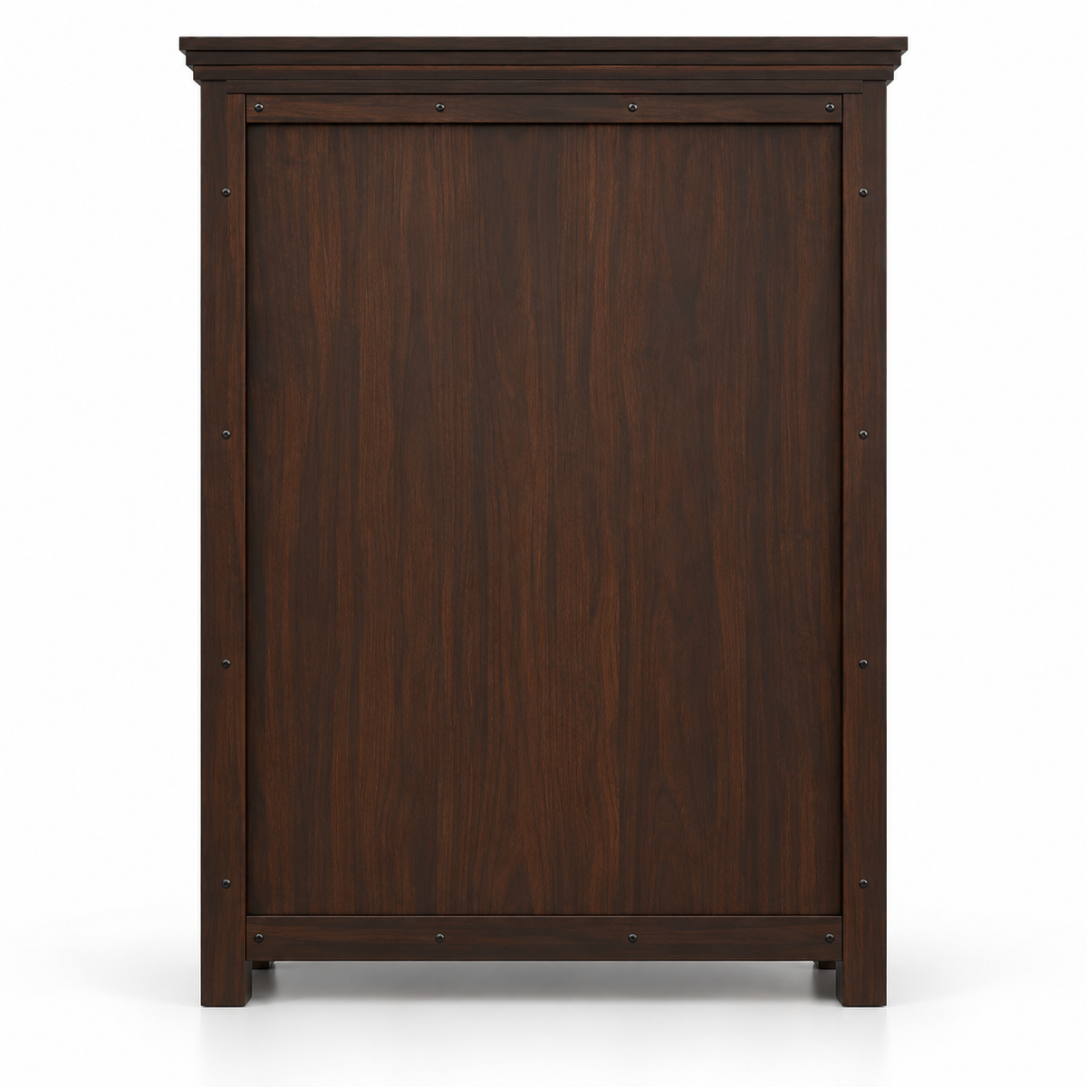 Solid Teak Wood Crockery Cabinet with 2 Glass Doors, 2 Drawers, Display Shelves and Dark Wood Finish for Dining & Living Room