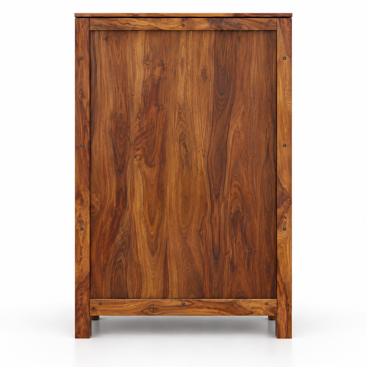 Solid Teak Wood Crockery Cabinet with 2 Glass Doors, Display Shelves, Large Drawer and Natural Wood Finish for Dining Room