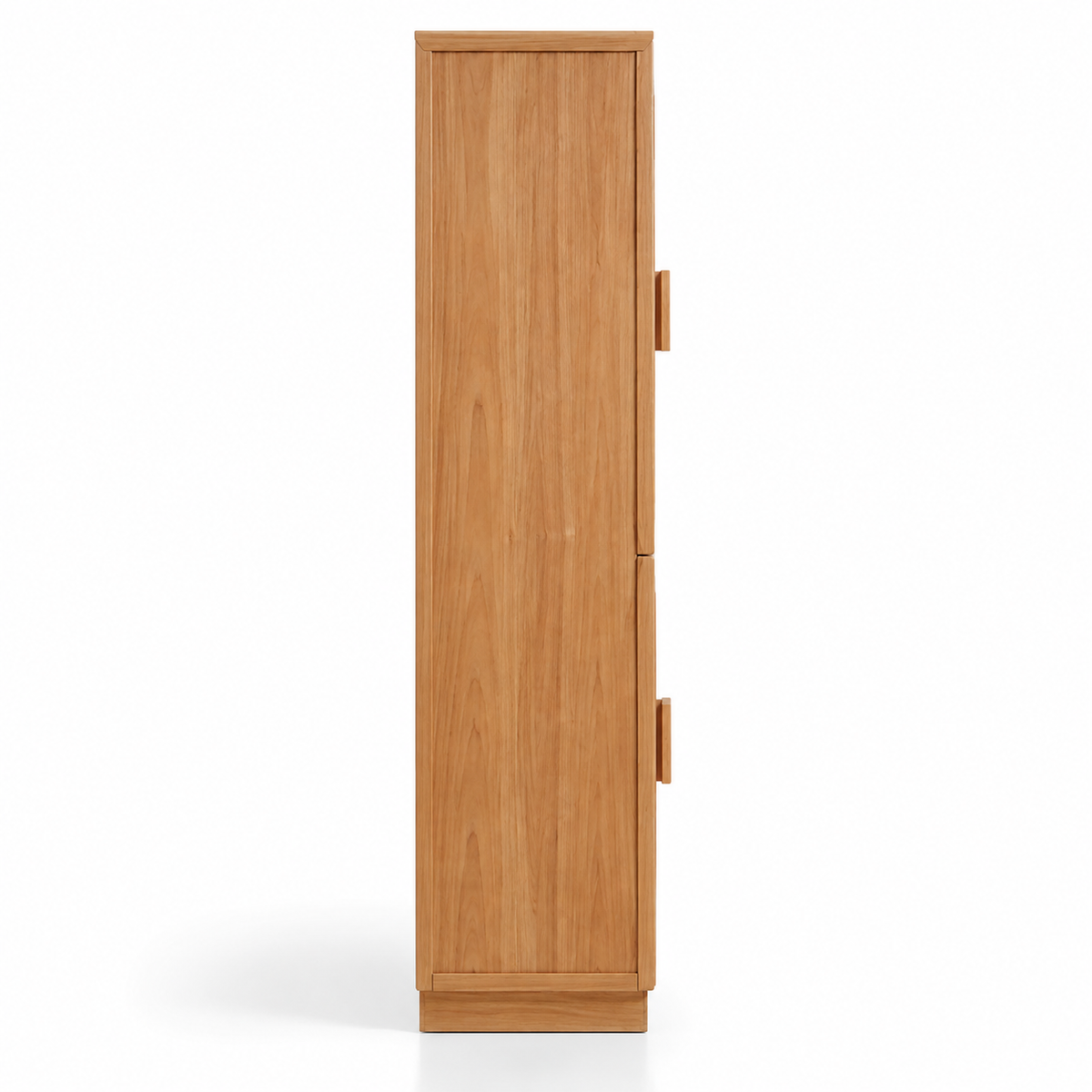 Solid Teak Wood Crockery Cabinet with 2 Glass Doors, 2 Closed Doors, Display Shelves and Natural Wood Finish for Dining Room