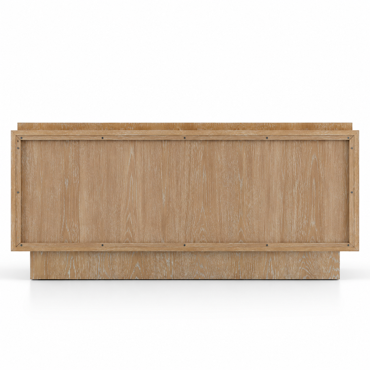 Solid Teak Wood Sideboard Cabinet with 4 Textured Doors, Concealed Storage and Raised Plinth Base for Living & Dining Room