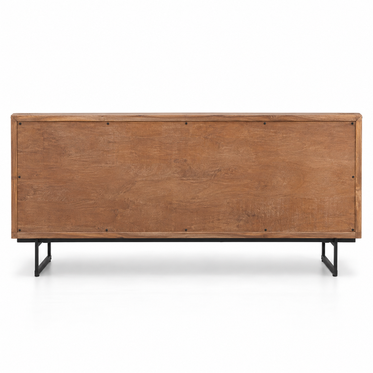 Sideboard Storage Cabinet with 3 Drawers, 3 Closed Doors, Black Metal Legs and Rustic Wood Finish for Living & Dining Room