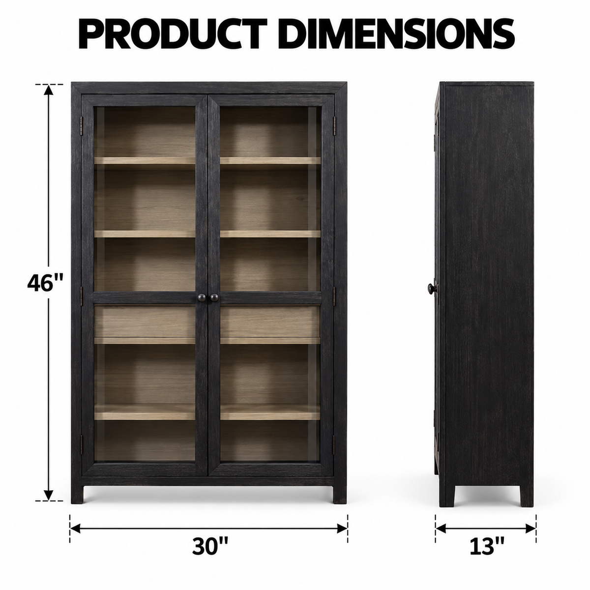 Display Storage Cabinet with 2 Glass Doors, Multiple Shelves, Central Drawer and Tall Design for Living Room, Dining & Office