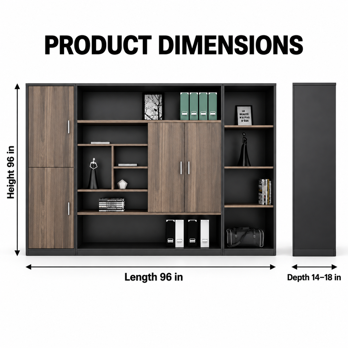 Premium Office Display and Storage Cabinet with Open Shelves, Closed Shutters, Wide Compartments and Modern Two-Tone Finish