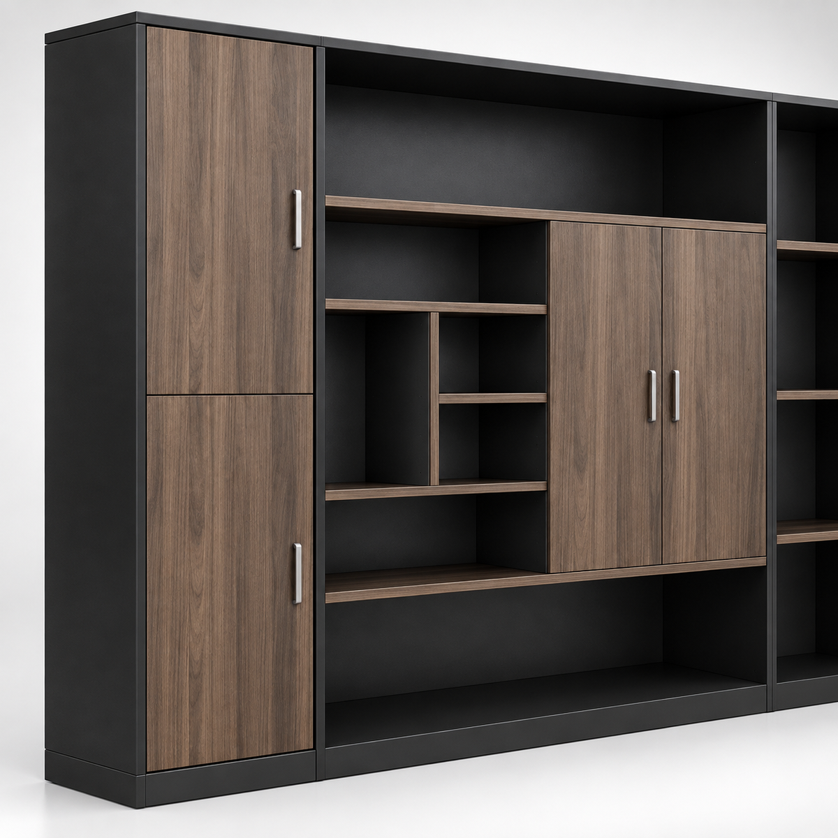 Premium Office Display and Storage Cabinet with Open Shelves, Closed Shutters, Wide Compartments and Modern Two-Tone Finish