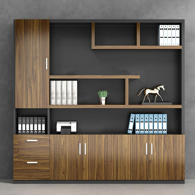 Multi-Storage Office Cabinet with Open Shelves, File Drawers, Closed Compartments and Organised Workspace Storage