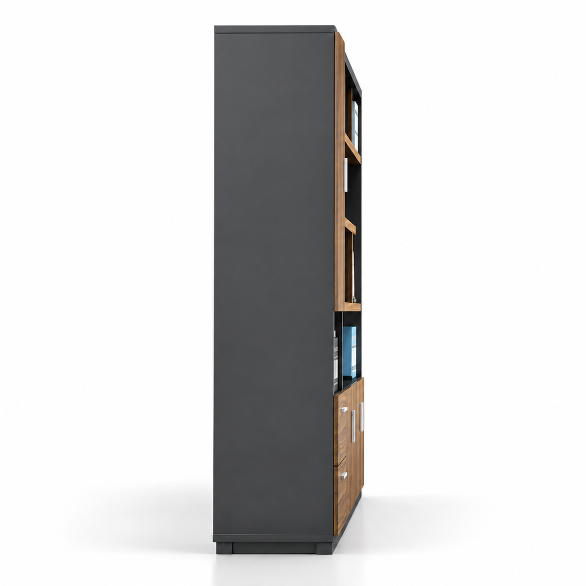 Multi-Storage Office Cabinet with Open Shelves, File Drawers, Closed Compartments and Organised Workspace Storage