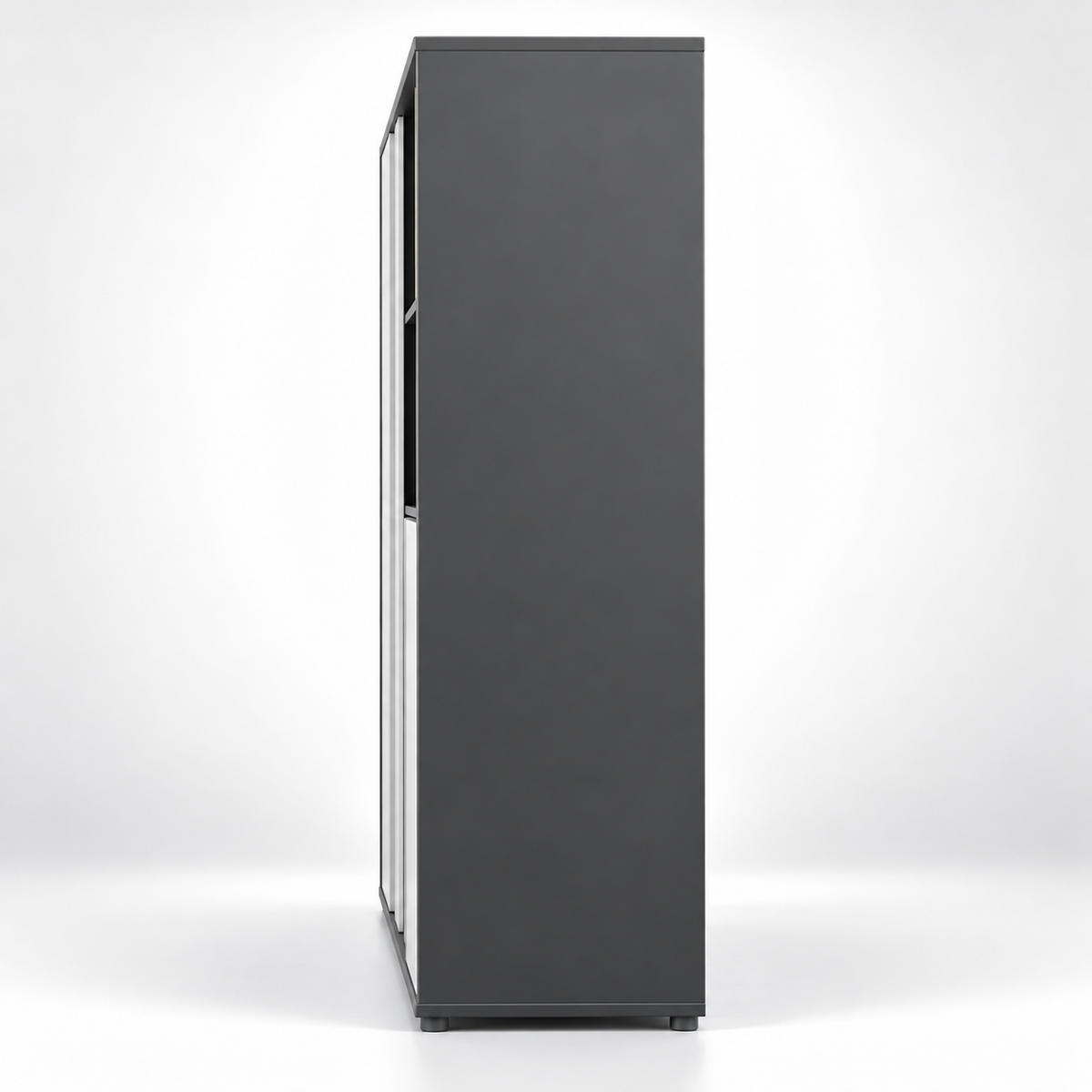 Modern Office Storage Cabinet with Open Display Shelves, Concealed Storage, Easy File Access and Space-Saving Workspace Design