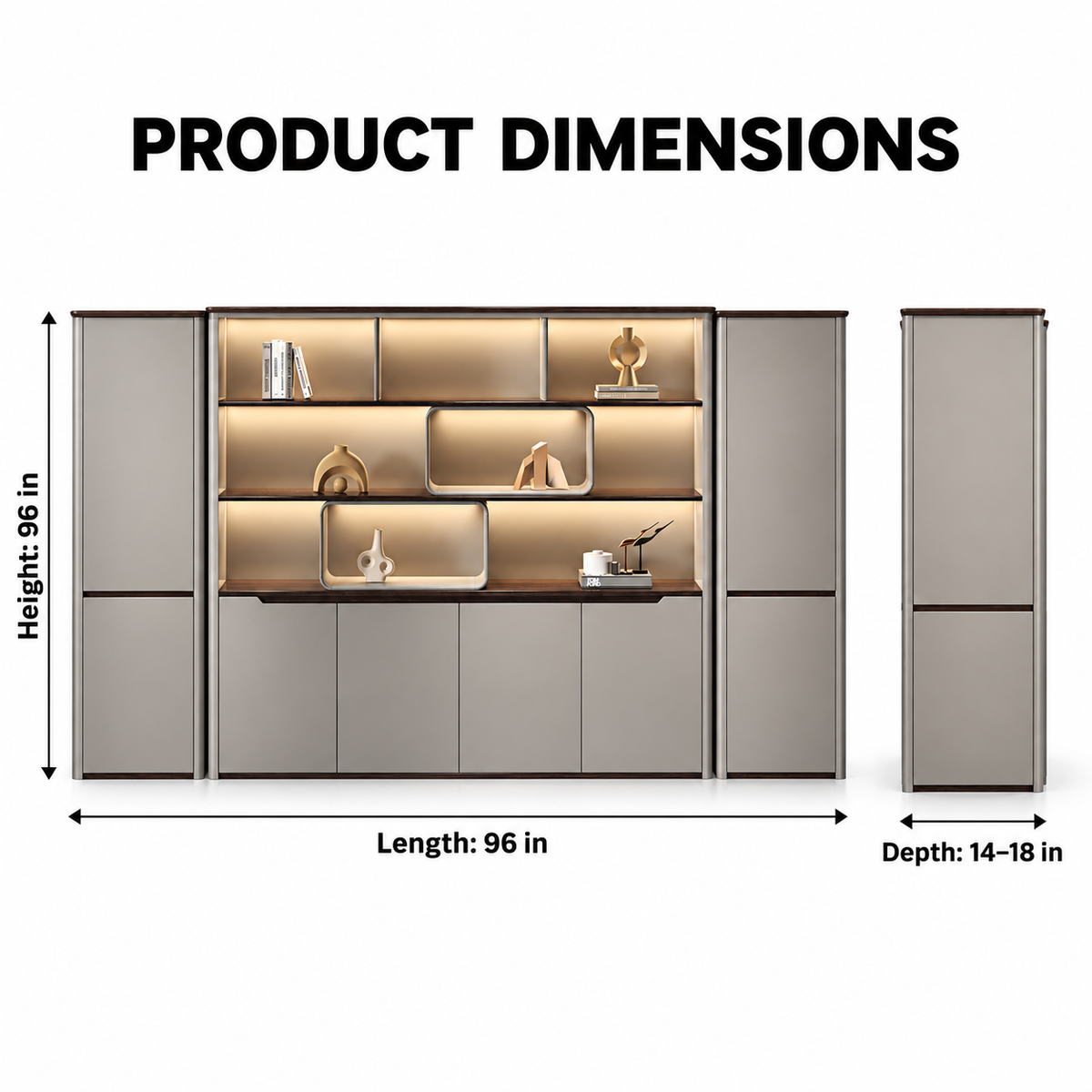 Premium Office Storage Cabinet with Illuminated Display Shelves, Closed Compartments and Smart File Management for Modern Workspaces