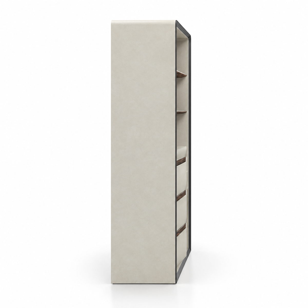 Modern Executive Office Back Unit with Open Display Shelves, Closed Storage & Stylish Two-Tone Design for Director Cabin