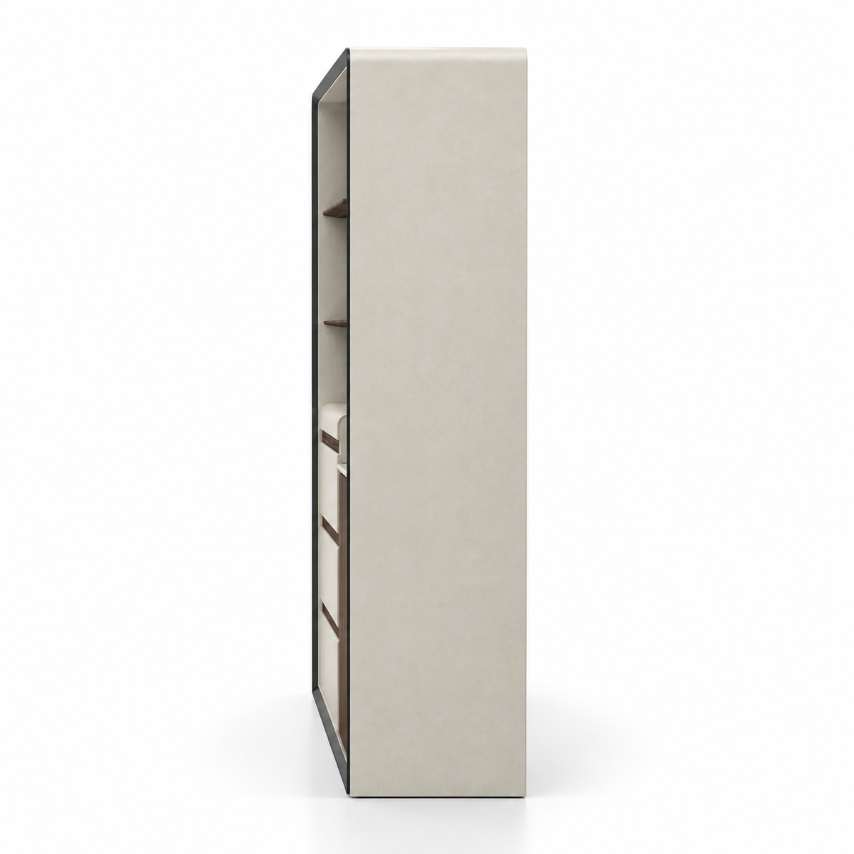Modern Executive Office Back Unit with Open Display Shelves, Closed Storage & Stylish Two-Tone Design for Director Cabin