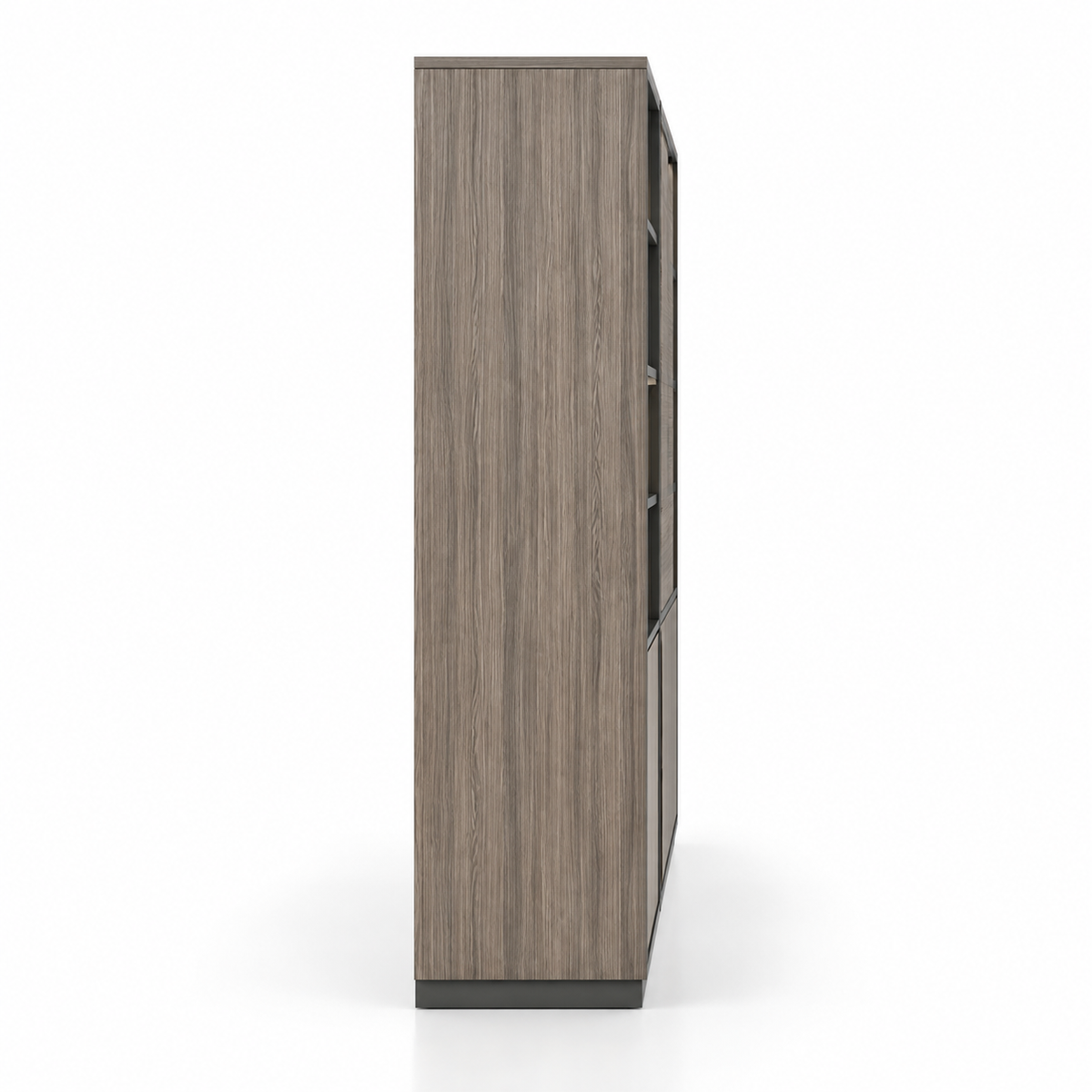 Modern Office Storage Cabinet with Open Display Shelves, Closed Cabinets, Tall Side Storage and Contemporary Wall Unit Design