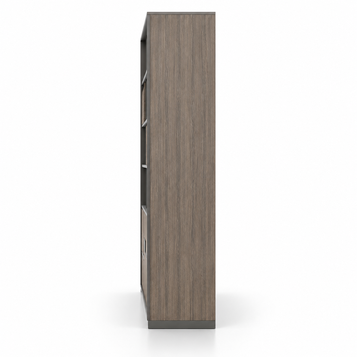 Modern Office Storage Cabinet with Open Display Shelves, Closed Cabinets, Tall Side Storage and Contemporary Wall Unit Design