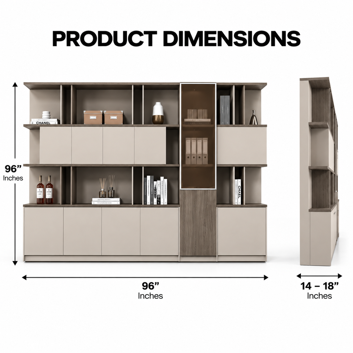 Modern Storage & Display Cabinet with Open Shelves, Concealed Compartments, Smart Organisation and Elegant Executive Design