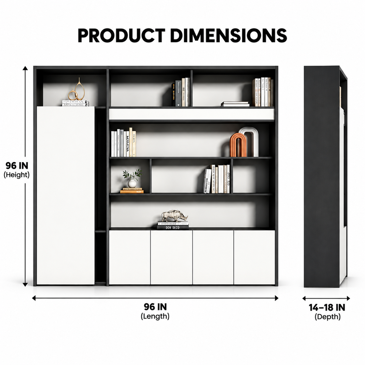 Contemporary Office Storage Cabinet with Open Display Shelves, Tall Side Storage, Concealed Base Cabinets and Clean Modern Appeal
