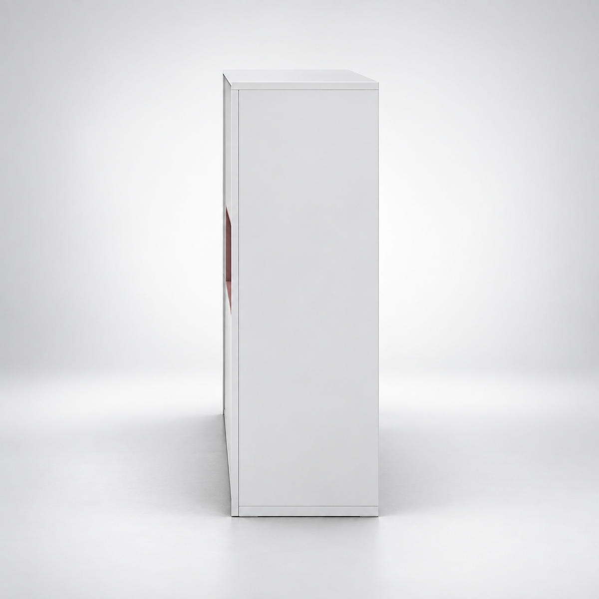Modern Executive Office Storage Cabinet with Concealed Compartments, Handle-Free Shutters, and Recessed Display Niche for Workspaces