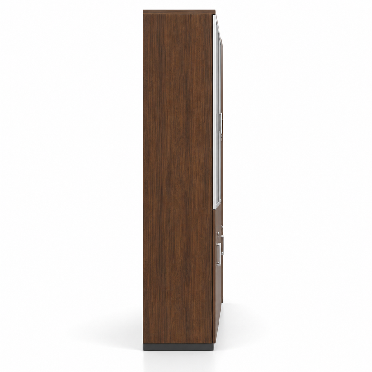 Modern Office Storage Cabinet with Glass Display Doors, Wood Grain Finish, Lockable Cabinets and Multi-Level Storage for Office Cabins