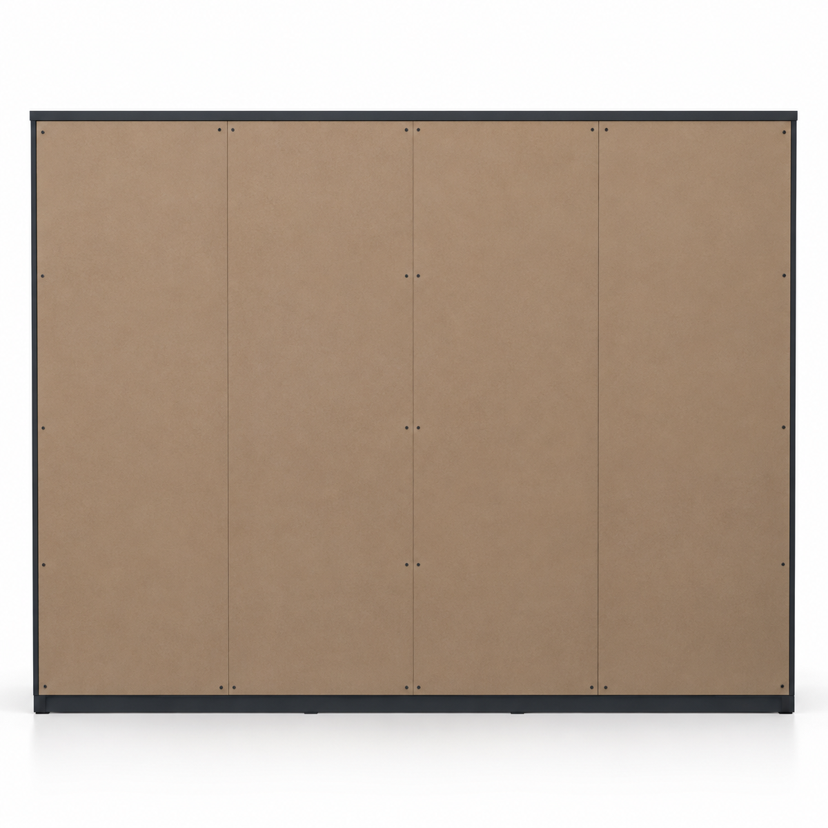 Modern Office Back Storage Cabinet with Matte Black Finish, Open Display Shelves, Closed Storage Units and Wide File Storage for Office Cabins
