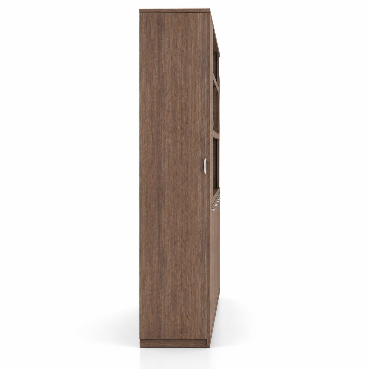 Modern Office Back Storage Unit with Open Display Shelves, Tall Side Cabinet and Closed Storage for Director Cabins and Workspaces