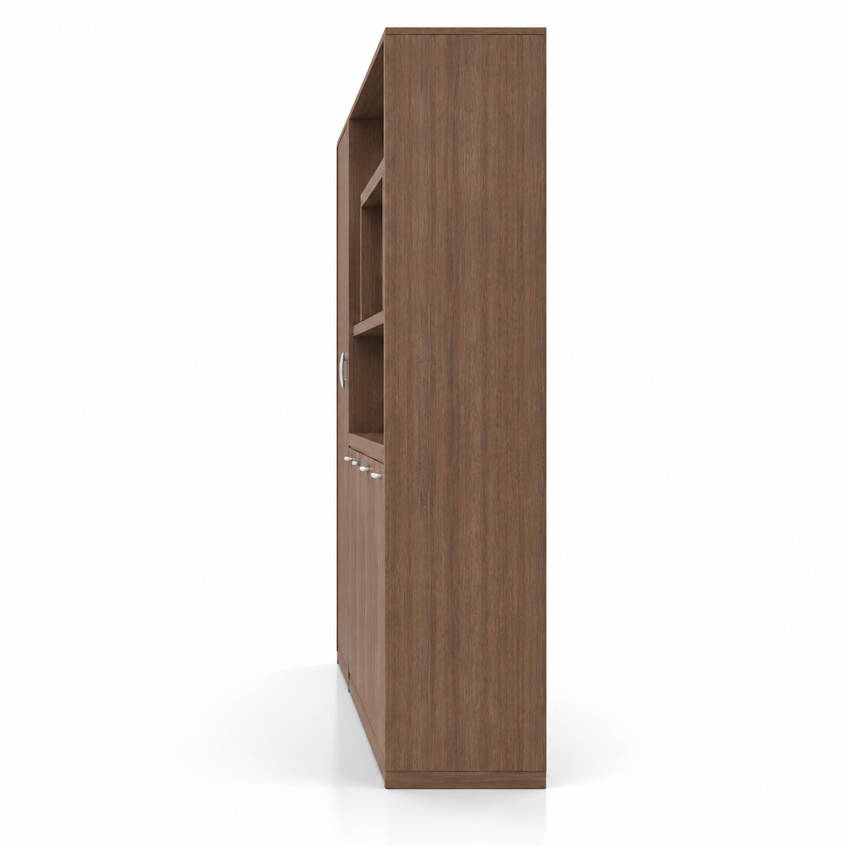 Modern Office Back Storage Unit with Open Display Shelves, Tall Side Cabinet and Closed Storage for Director Cabins and Workspaces