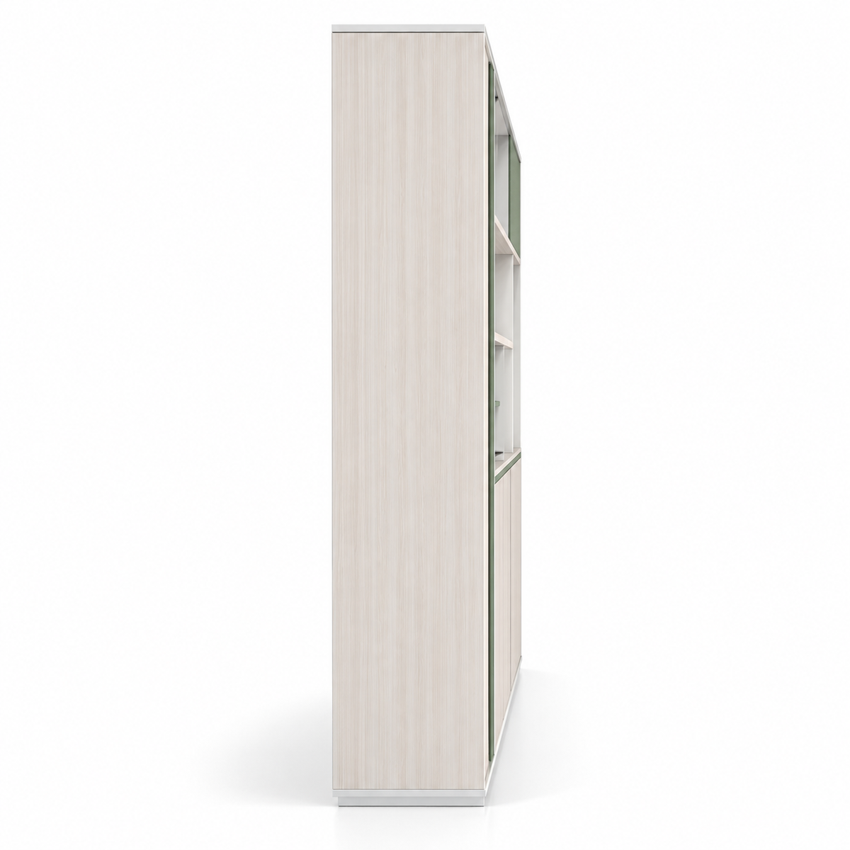 Modern Office Sideboard Cabinet with Open Display Shelves, Tall Side Storage, Closed Cabinets and Stylish Two-Tone Design for Workspaces