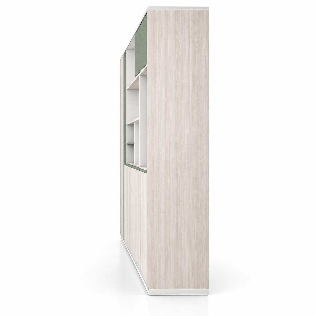 Modern Office Sideboard Cabinet with Open Display Shelves, Tall Side Storage, Closed Cabinets and Stylish Two-Tone Design for Workspaces