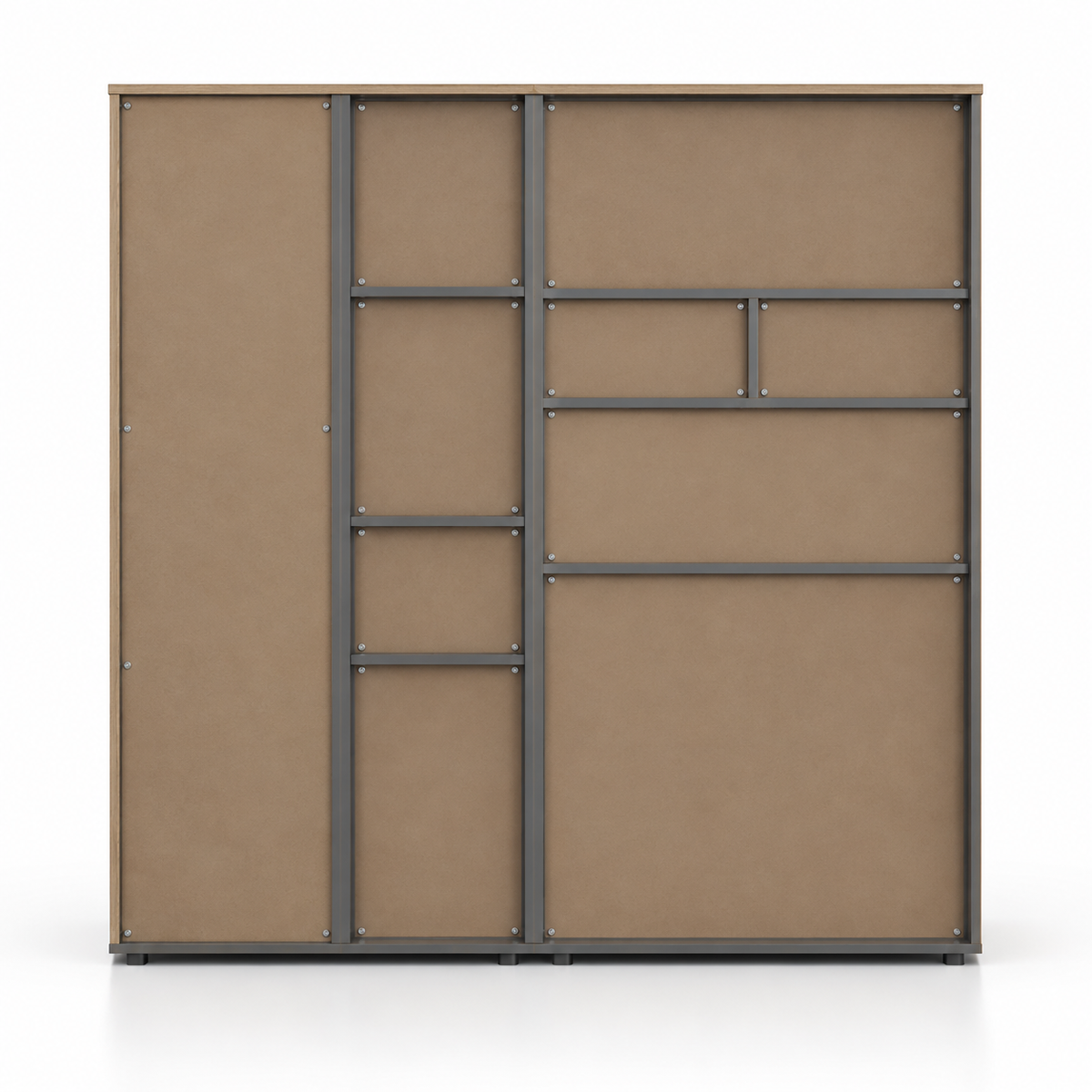 Modern Office Storage Cabinet with Open Display Shelves, Tall Side Cupboard and Closed File Storage for Home and Professional Workspaces