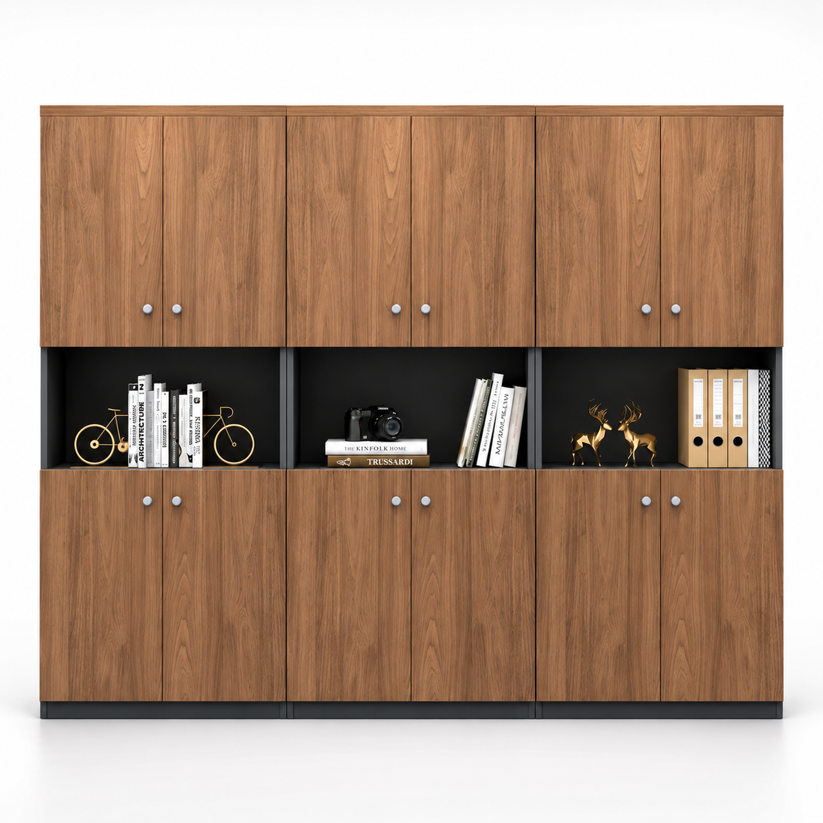 Modern Office Storage Cabinet with Open Display Niches, Spacious Closed Compartments and Clean Professional Design