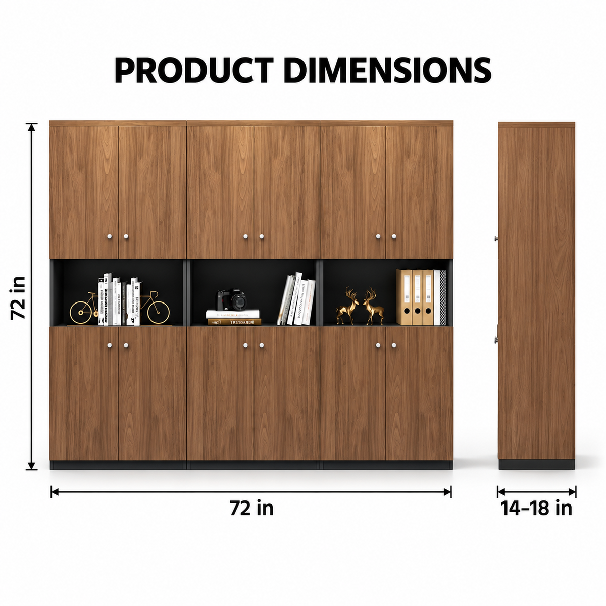 Modern Office Storage Cabinet with Open Display Niches, Spacious Closed Compartments and Clean Professional Design