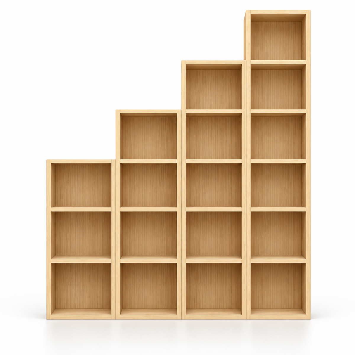 Modern Step-Style Open Bookcase with Multi-Level Display Shelves for Books, Décor, Plants and Everyday Storage