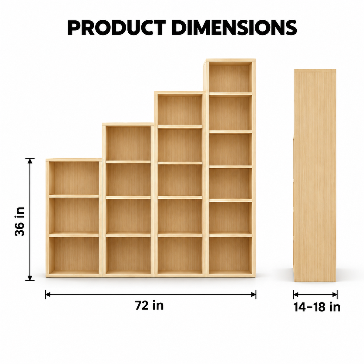Modern Step-Style Open Bookcase with Multi-Level Display Shelves for Books, Décor, Plants and Everyday Storage