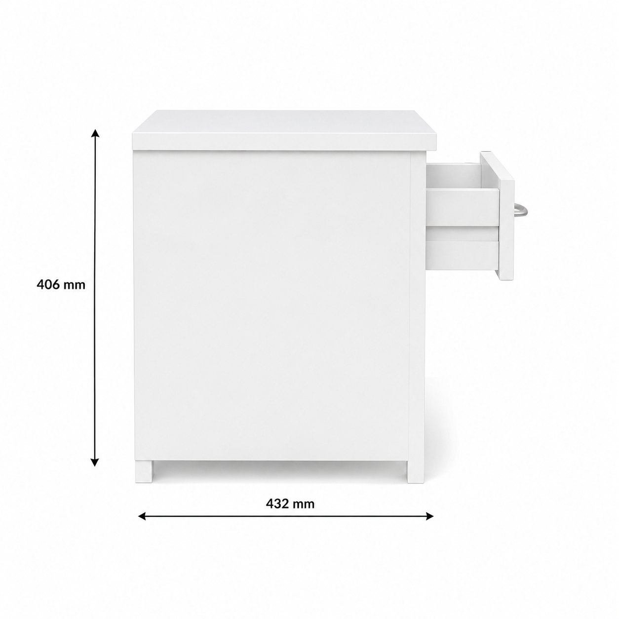 White Bedside Table with 1 Drawer & Open Shelf, MDF Laminate Nightstand, Space Saving Bedside Cabinet for Bedroom