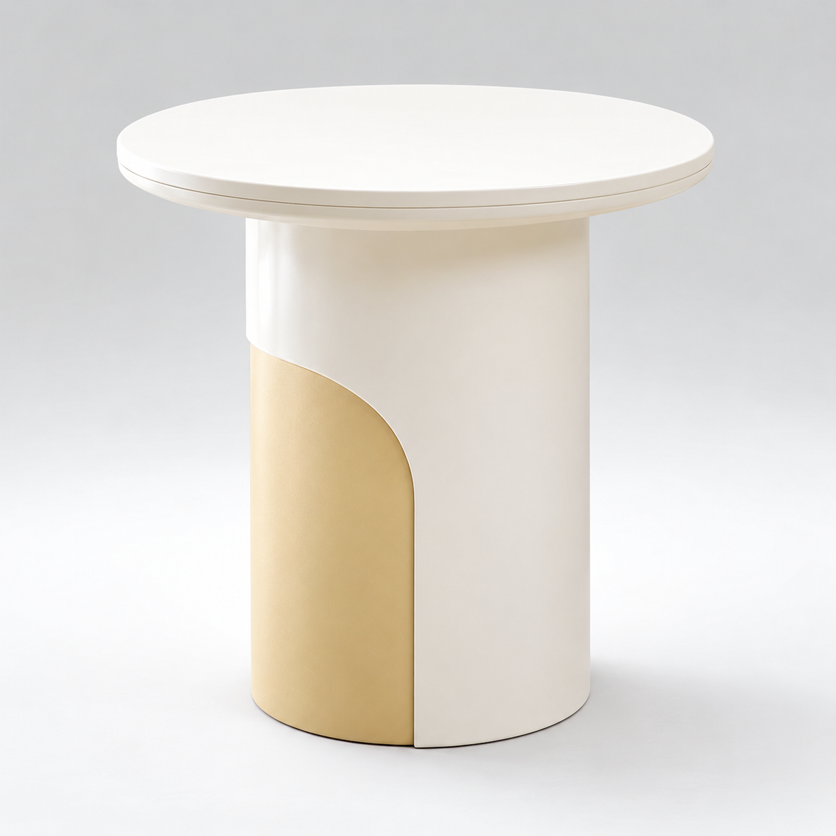 Modern Round Side Table with Sculpted Pedestal, Space-Saving Design for Sofa Side, Living Room, Bedroom, Lounge & Hotel