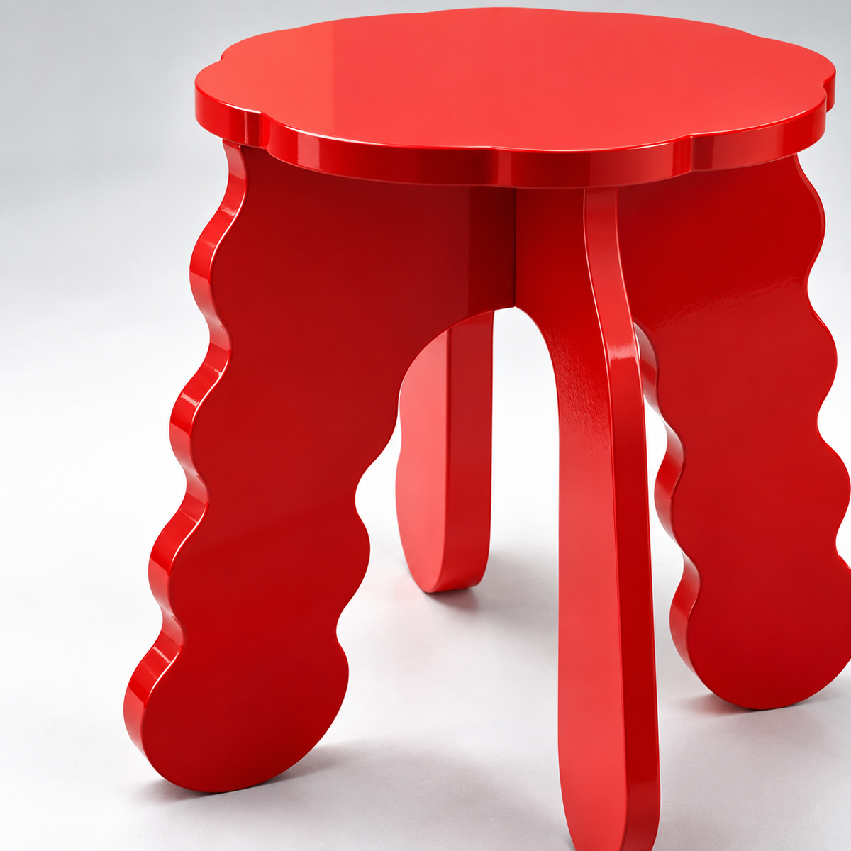 Modern Sculptural Round Side Table with Wavy Legs, Compact Space-Saving Design for Living Room, Bedroom, Lounge & Sofa Side