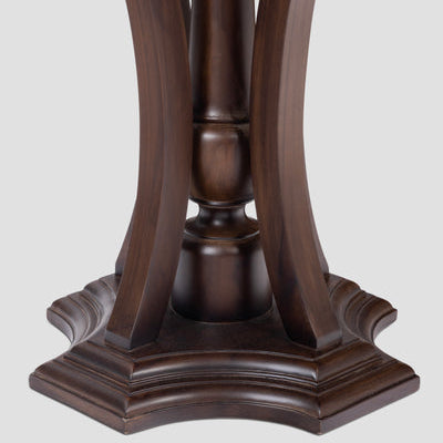 Classic Round Side Table with Sculpted Curved Base, Decorative Pedestal & Compact Design for Living Room, Bedroom, Lounge & Hotel