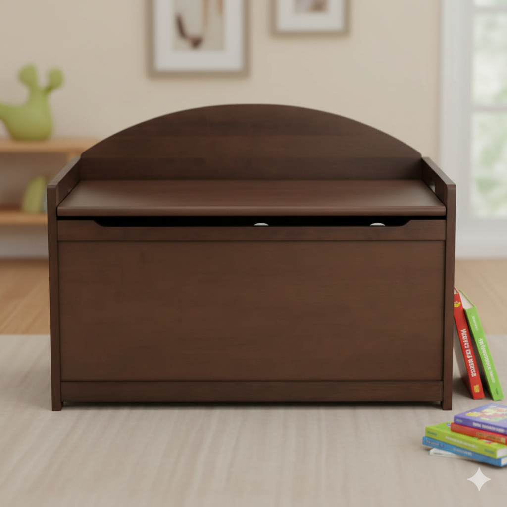 Modern Kids Wooden Bookcase with Lower Storage Shelf, Walnut Finish Children’s Bookshelf Organizer for Bedroom and Playroom, Compact Kids Room Storage Unit