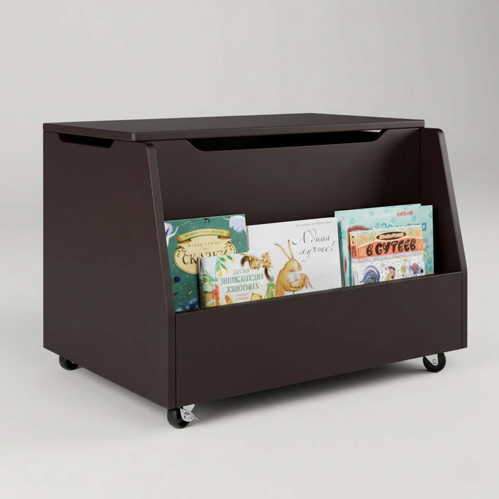 Modern Kids Bookcase with Open Storage and Wheels - Child-Friendly Wooden Toy and Book Organizer for Playroom and Bedroom