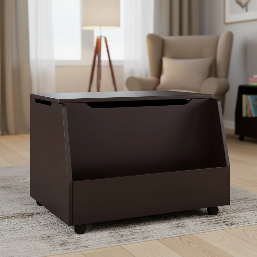 Modern Kids Bookcase with Open Storage and Wheels - Child-Friendly Wooden Toy and Book Organizer for Playroom and Bedroom