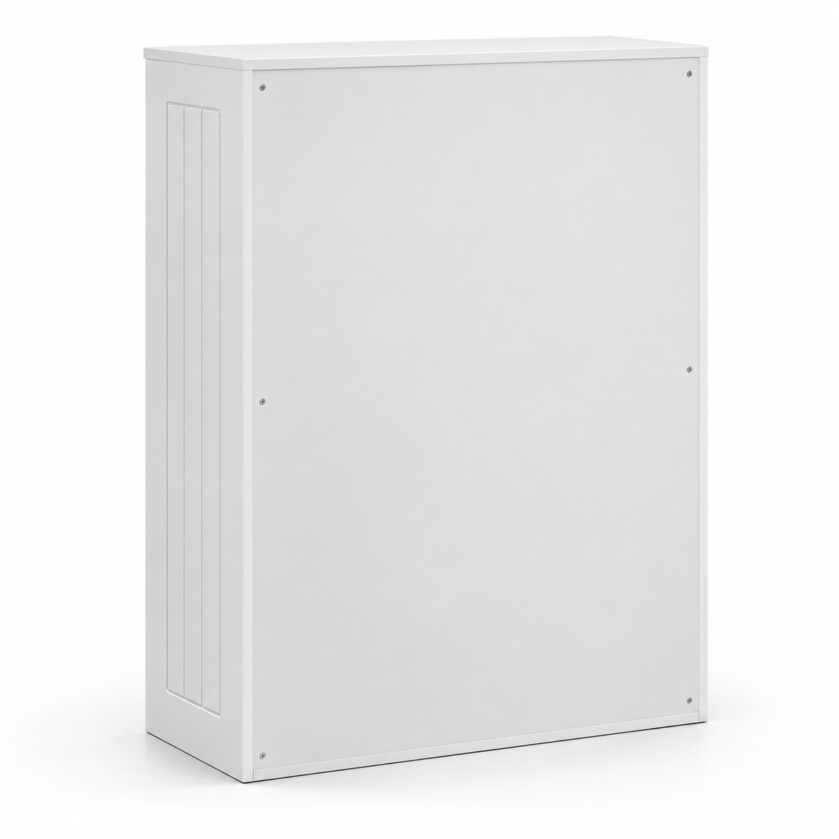 Modern White Wooden Kids Toy Storage Cabinet Unit with Open Bins and Side Display Shelves for Nursery Playroom Bedroom