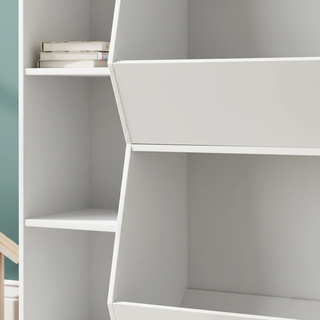 Minimal White Kids Bookcase with Open Shelves - Children’s Storage Unit for Books, Toys and Display